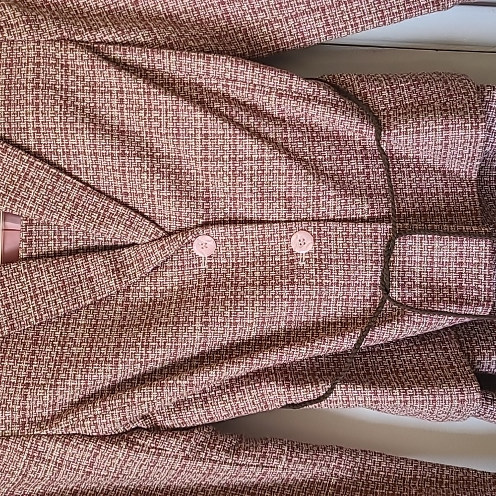 Villager by Liz Claiborne 2-Piece Suit: Pink Tweed Blazer and Skirt - Picture 3 of 4